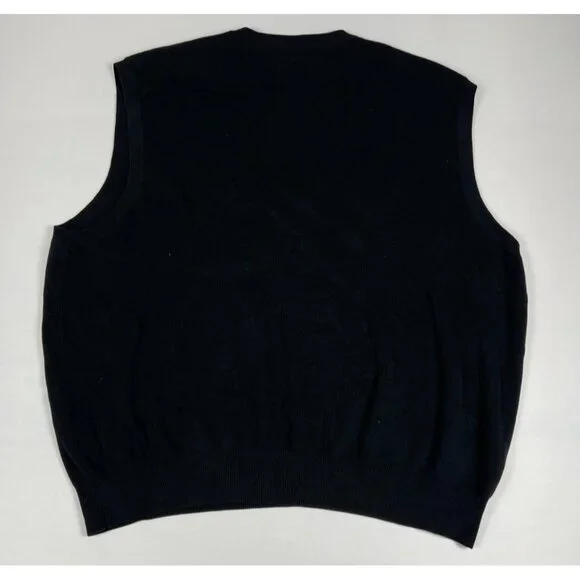 Polo Golf Ralph Lauren Men XXL Black 100% Cotton V-Neck Knit Sweater Vest - Picture 2 of 7